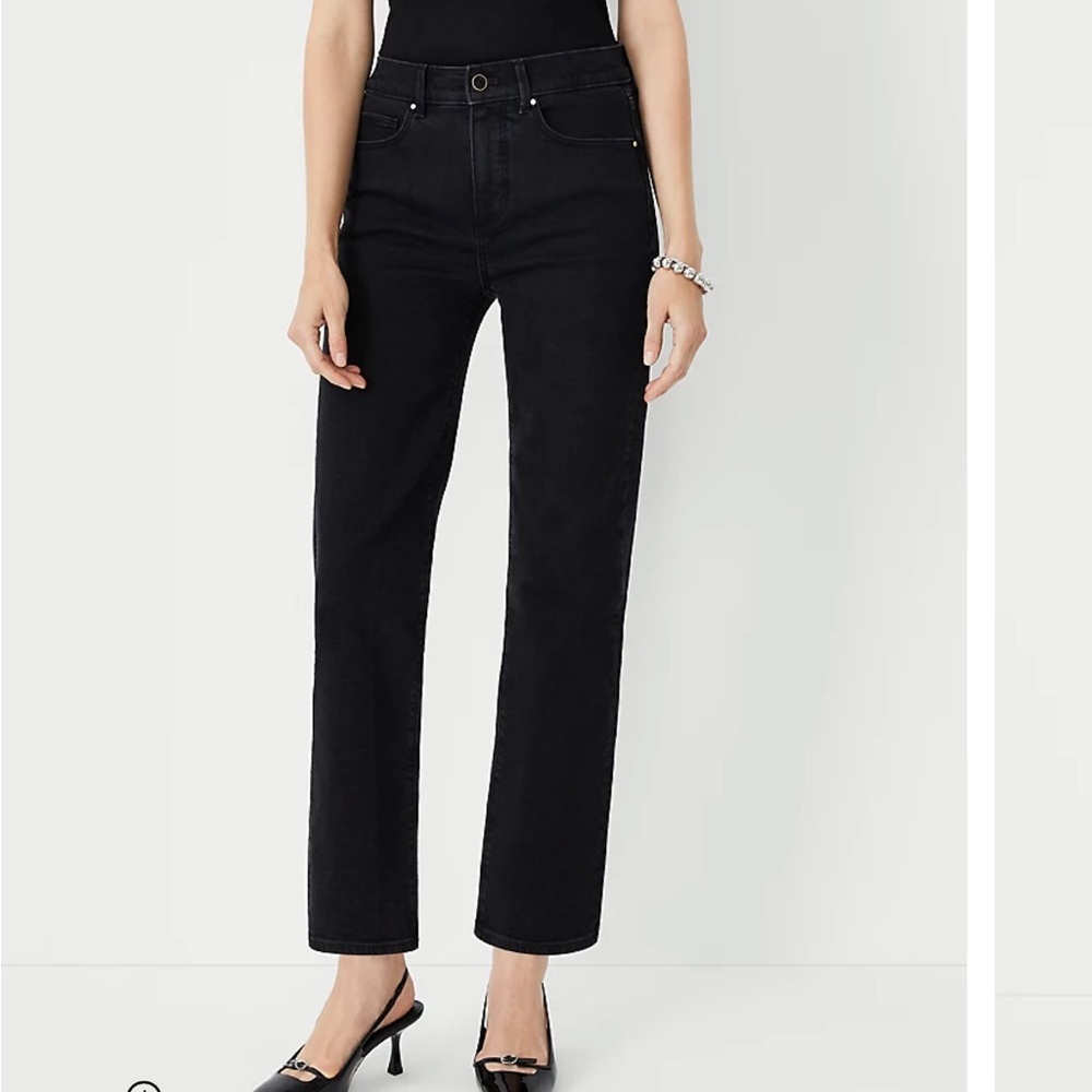 Ann Taylor black high rise straight leg jeans